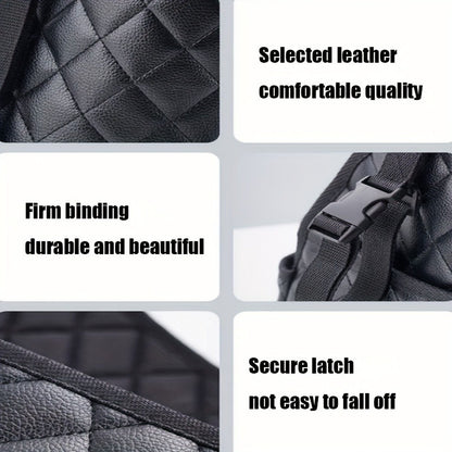 Large Capacity Car Seat Back Organizer – Durable Faux Leather Storage Net Bag for Vehicle Interior Accessories