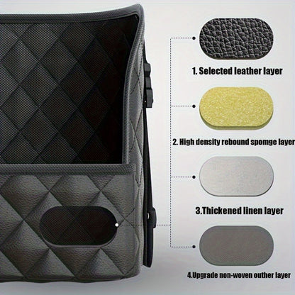 Large Capacity Car Seat Back Organizer – Durable Faux Leather Storage Net Bag for Vehicle Interior Accessories