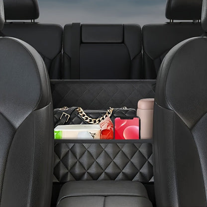 Large Capacity Car Seat Back Organizer – Durable Faux Leather Storage Net Bag for Vehicle Interior Accessories