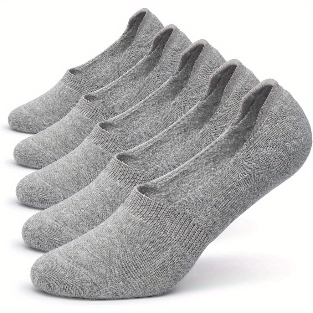 Socks 5-Pack - Women's Thick Cushioned Non-Slip Boat Socks, Low Cut Athletic Socks for Casual Wear