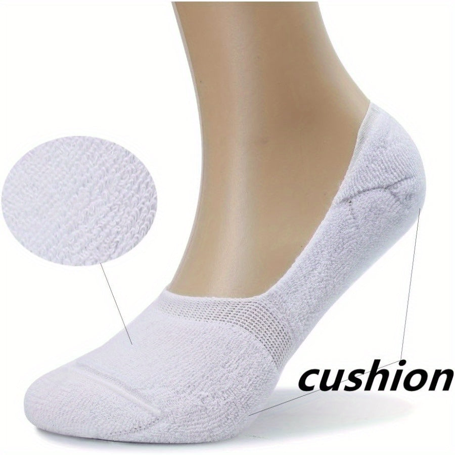Socks 5-Pack - Women's Thick Cushioned Non-Slip Boat Socks, Low Cut Athletic Socks for Casual Wear