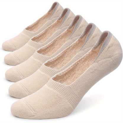 Socks 5-Pack - Women's Thick Cushioned Non-Slip Boat Socks, Low Cut Athletic Socks for Casual Wear