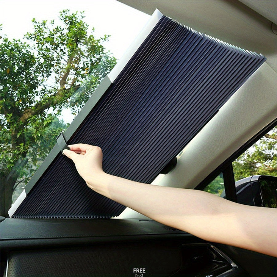 Car Rear Glass Sunshade – Retractable Folding Sunscreen for Heat Insulation, Auto Accessory