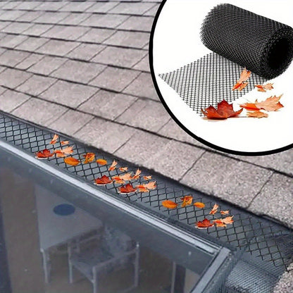 Easy-Install Gutter Guard Mesh – UV-Resistant, Bird & Leaf Proof, 5.91"x236" with Fixing Hooks for Eaves & Garden Protection