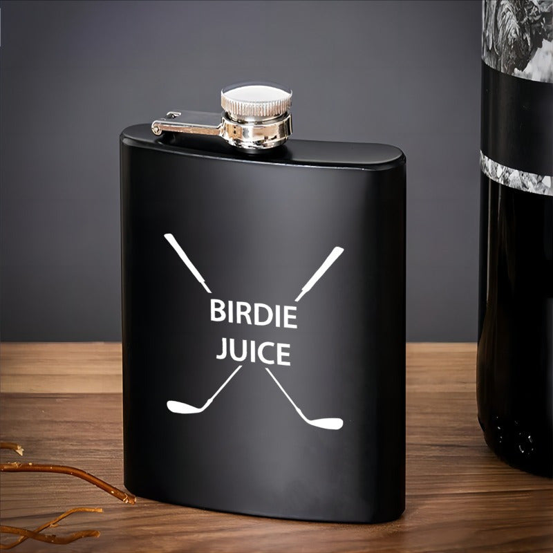 Stainless Steel Golf Birdie Flask - 8oz Matte Hip Flask for Golf Bags, No Electricity Required