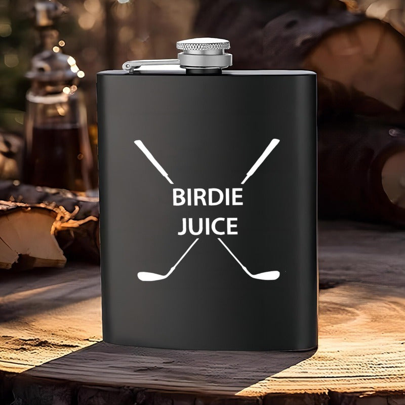 Stainless Steel Golf Birdie Flask - 8oz Matte Hip Flask for Golf Bags, No Electricity Required
