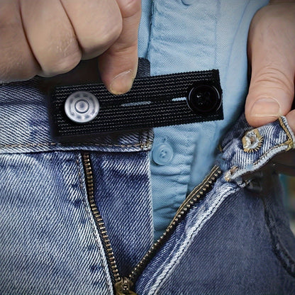 3 Piece Black No-Sew Waist Extender Buttons – Adjustable Cord Locks for Jeans & Pants, for Men & Women