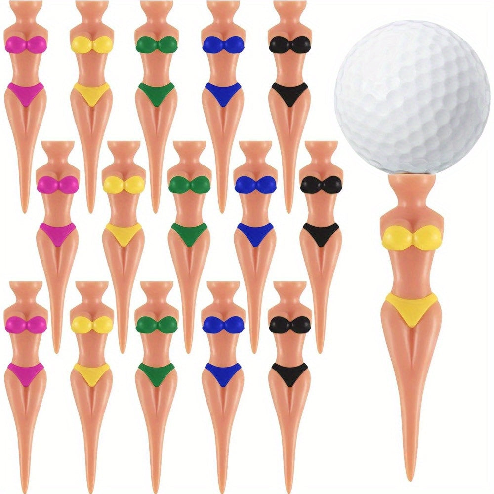 15 Pack Novelty Bikini Golf Tees – 76mm Durable PP Polypropylene, Fun 3 Inch Plastic Golf Pegs, Perfect for Training and Practice