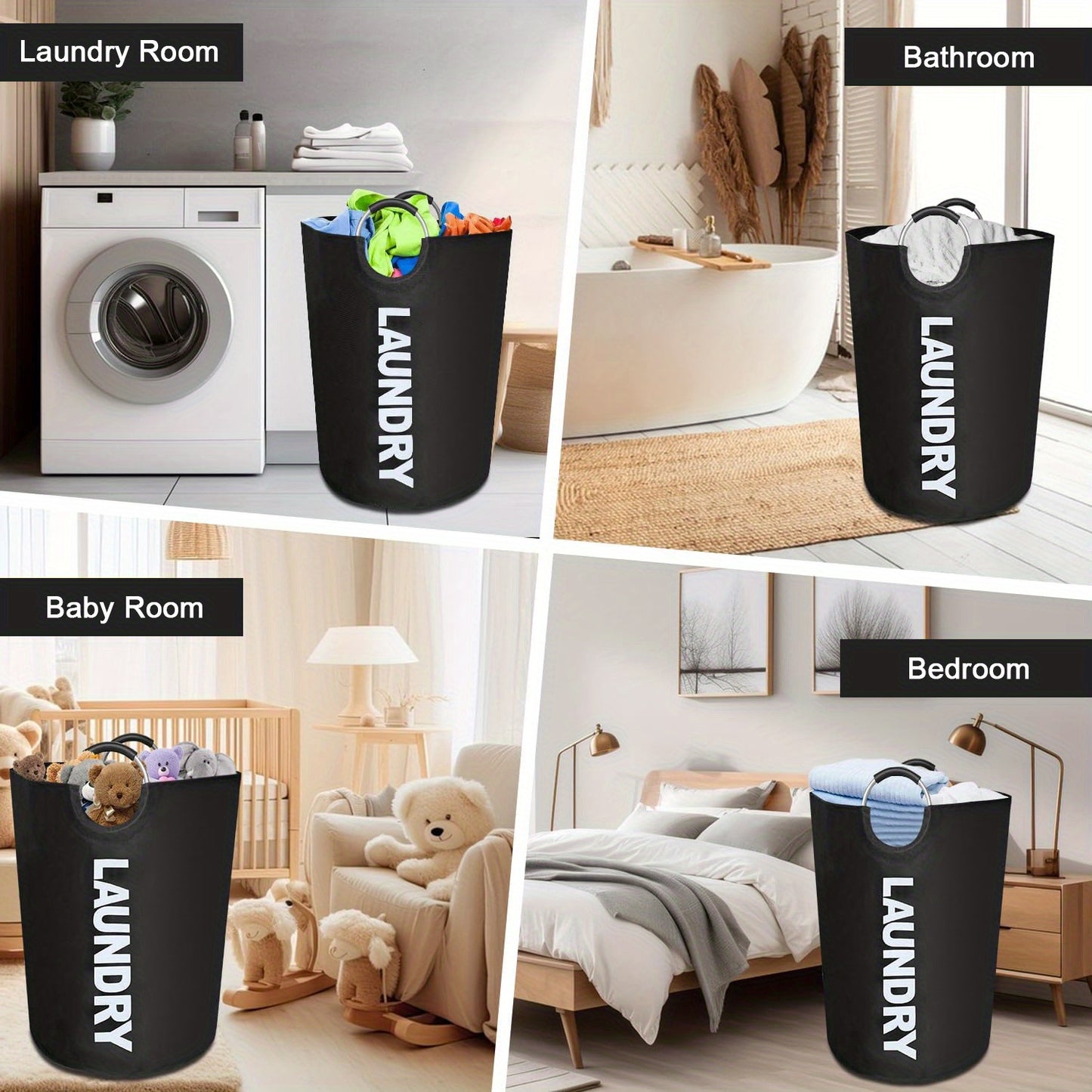 Extra-Large Waterproof Laundry Hamper – 21.66gal/23.78gal Collapsible Basket with Extended Handles, Ideal for Clothes and  Toys, Tall Design for Bedroom and Dorms, Laundry Room Accessories
