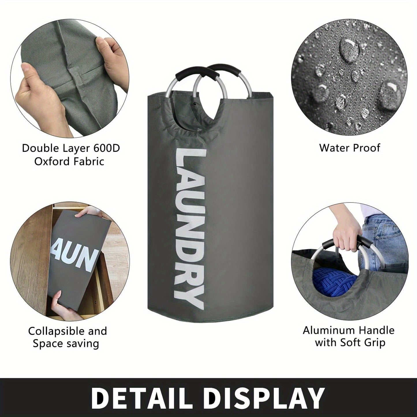 Extra-Large Waterproof Laundry Hamper – 21.66gal/23.78gal Collapsible Basket with Extended Handles, Ideal for Clothes and  Toys, Tall Design for Bedroom and Dorms, Laundry Room Accessories