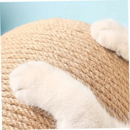 Durable Sisal Cat Scratching Post - Stable Toy for Kittens and Rabbits with Rotating Ball, Wear-Resistant Wooden Base