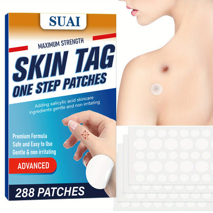 288-Count Maximum Strength Skin Tag Cover Patches - Salicylic Acid, Tea Tree, Calendula, Cica, Castor and Argan Oil Formula - Gentle Care for Warts, Moles, Corns - Easy Application, Safe for Sensitive Skin