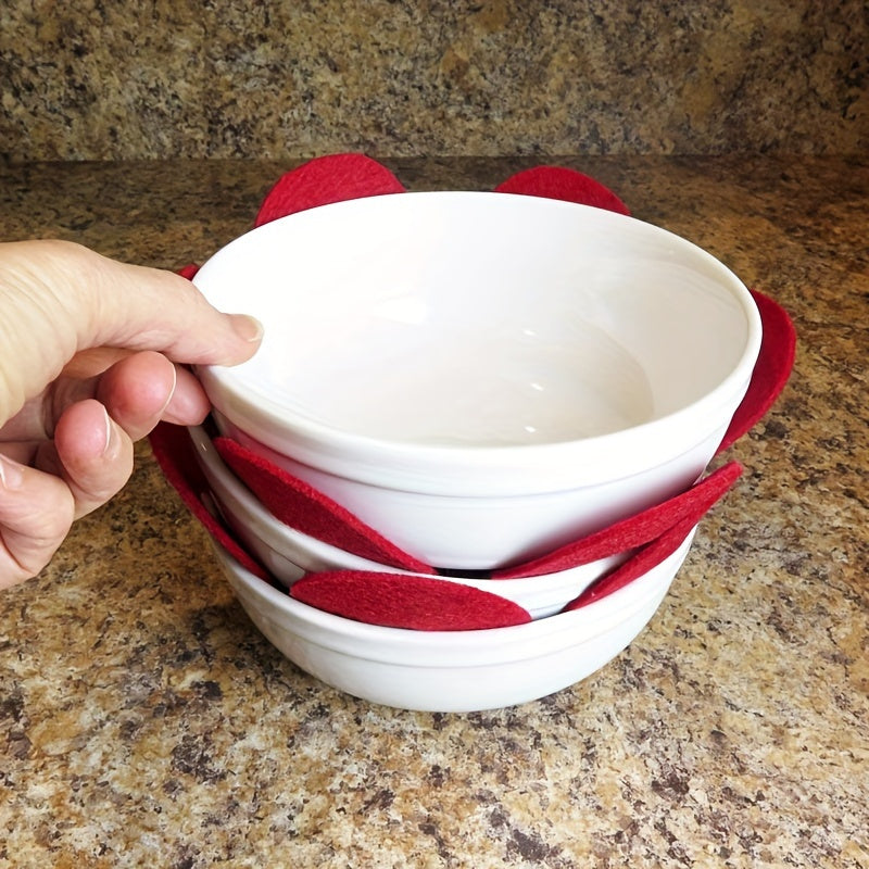 6 Pack Premium Red Pot and Pan Protectors - Non-Slip Heat Insulation Mats for Cookware and Table Protection