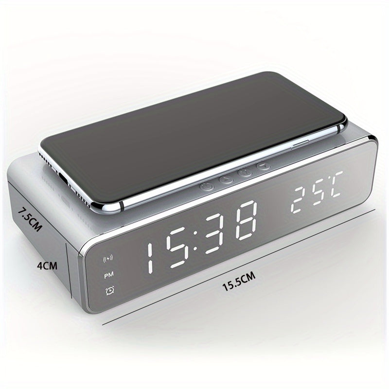 Fast-Charging Dock Station with Alarm, LED Thermometer, and Earphone Holder – Compatible with iPhone and Samsung
