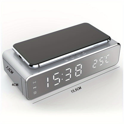 Fast-Charging Dock Station with Alarm, LED Thermometer, and Earphone Holder – Compatible with iPhone and Samsung