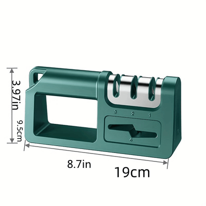 Diamond Sharpening Stone - Multi-Functional 4-in-1 Quick Manual Sharpener for Kitchen Knives, Scissors and Tools, Coarse and Fine Slots, Household Sharpener