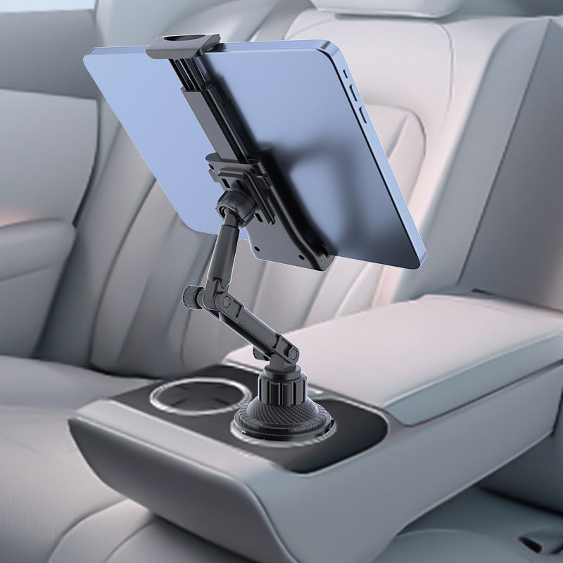 Heavy Duty Car Cup Holder Tablet and Phone Mount - Adjustable ABS Base, Fits 4-13in Devices, Compatible with iPad Mini/Air/Pro, iPhone and All Cellphones