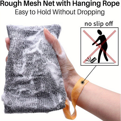 6 Pcs/Pack Soap Pocket Exfoliating Soap Saver Pouch – Gray Mesh Bar Soap Foam Lather Pouch for Bath or Shower