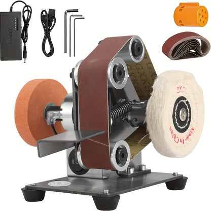 Electric Mini Belt Sander - DIY Multifunctional Polishing Grinding Machine, Adjustable 7-Speed Control, Plug Powered 110-240V, Includes Case, No Battery Needed