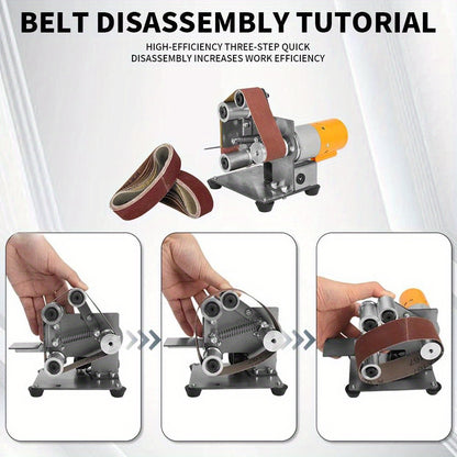 Electric Mini Belt Sander - DIY Multifunctional Polishing Grinding Machine, Adjustable 7-Speed Control, Plug Powered 110-240V, Includes Case, No Battery Needed