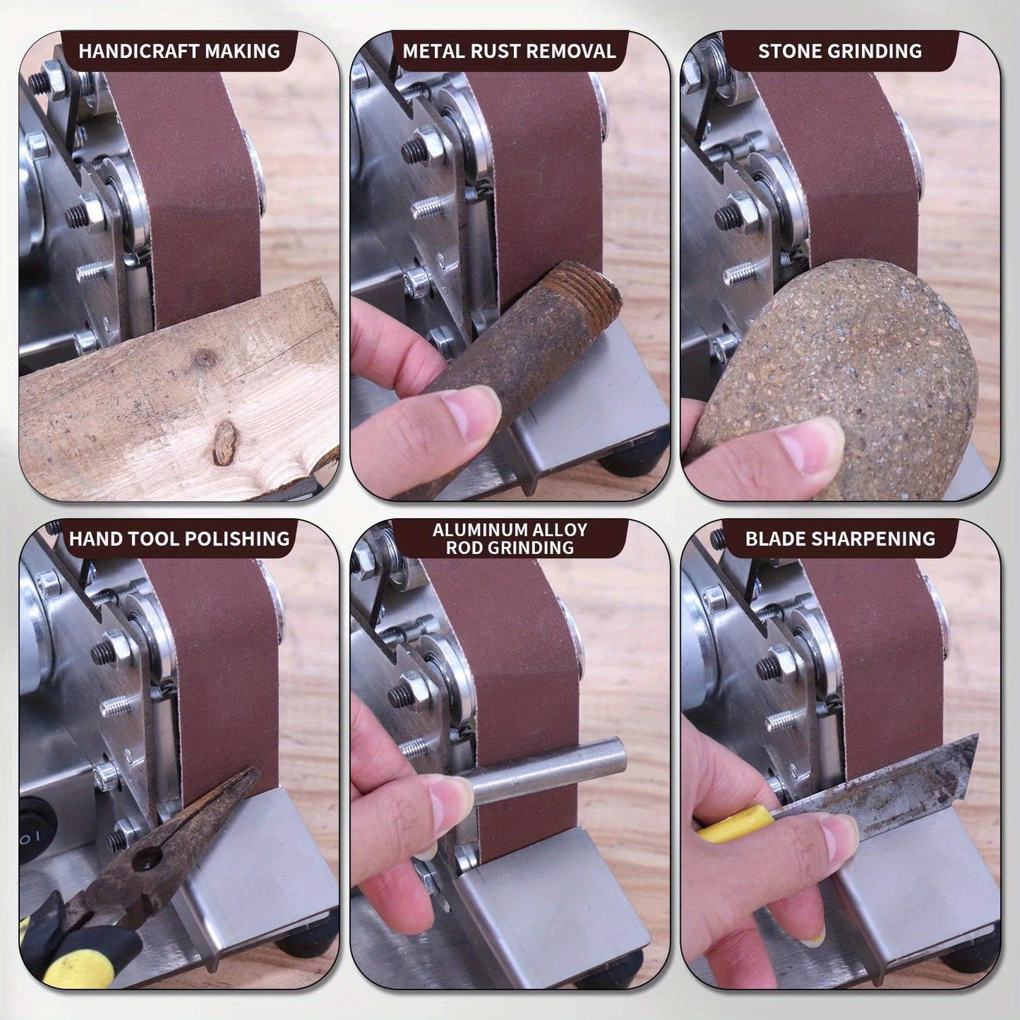 Electric Mini Belt Sander - DIY Multifunctional Polishing Grinding Machine, Adjustable 7-Speed Control, Plug Powered 110-240V, Includes Case, No Battery Needed