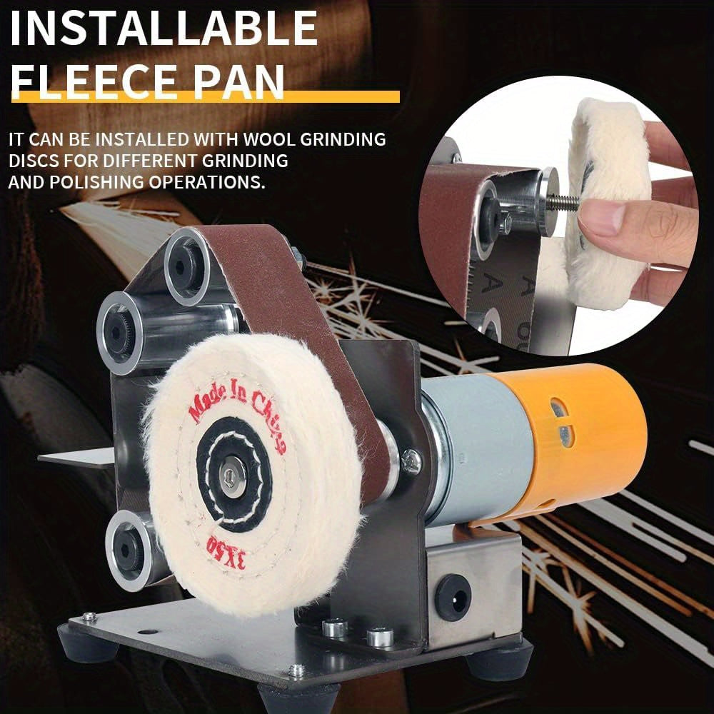 Electric Mini Belt Sander - DIY Multifunctional Polishing Grinding Machine, Adjustable 7-Speed Control, Plug Powered 110-240V, Includes Case, No Battery Needed