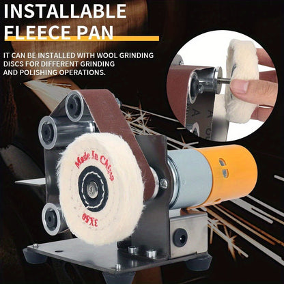 Electric Mini Belt Sander - DIY Multifunctional Polishing Grinding Machine, Adjustable 7-Speed Control, Plug Powered 110-240V, Includes Case, No Battery Needed