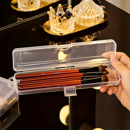 Premium Clear Plastic Makeup Brush Holder - Dustproof, Portable Organizer with Secure Closure - Ideal for Cosmetics, Skincare, and Makeup Artists