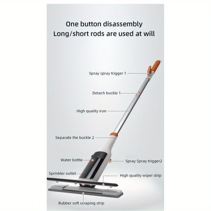 Multifunctional Window Squeegee with Spray - Glass Wiper with Silicone Scraper, Extendable Pole for Cleaning Glass, Bathroom, Kitchen, and Walls