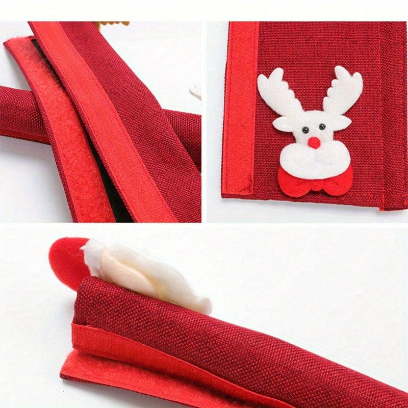 Festive Christmas Oven and Fridge Handle Cover – Battery-Free Polyester, Ideal for Holiday Home Decor
