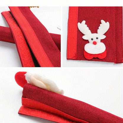 Festive Christmas Oven and Fridge Handle Cover – Battery-Free Polyester, Ideal for Holiday Home Decor