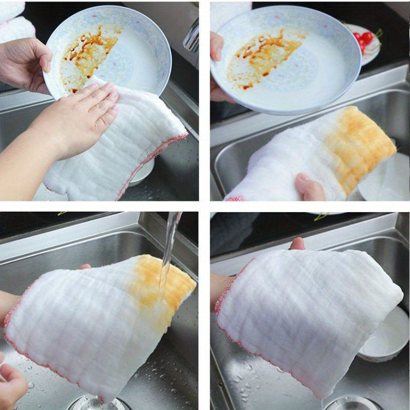 8pcs Non-Stick Oil Kitchen Towels - Durable Cotton Mesh Dishcloths for Efficient Cleaning
