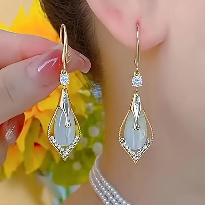 Retro Cubic Zirconia Pendant Earrings, Stylish and Versatile for Any Outfit