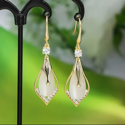 Retro Cubic Zirconia Pendant Earrings, Stylish and Versatile for Any Outfit