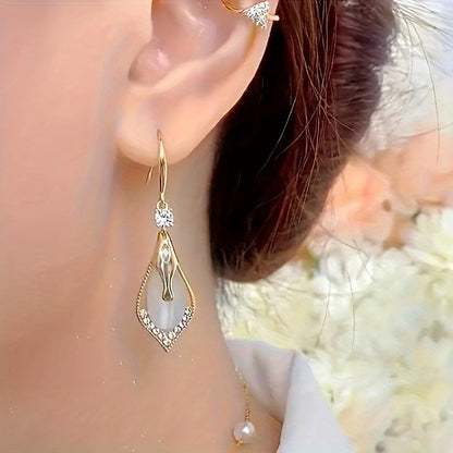 Retro Cubic Zirconia Pendant Earrings, Stylish and Versatile for Any Outfit