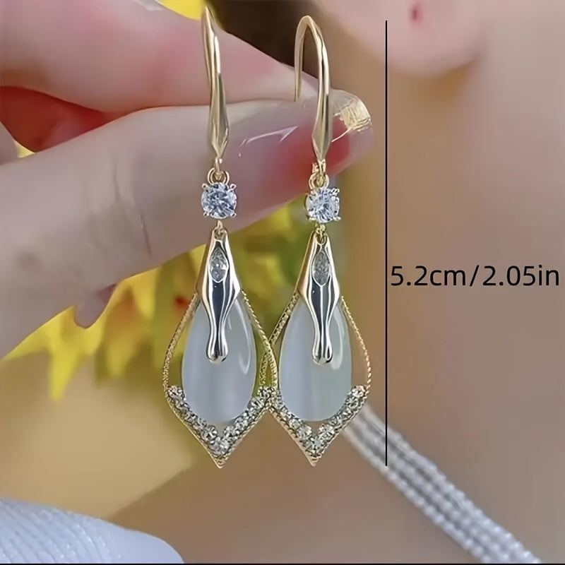 Retro Cubic Zirconia Pendant Earrings, Stylish and Versatile for Any Outfit