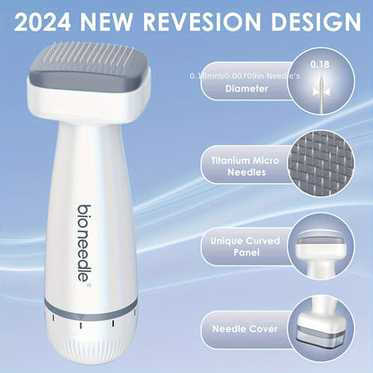 Micro Needle Derma Stamp 120-Pin Stainless Steel 0.25mm - Adjustable Skin Care Tool for Facial Rejuvenation and Beauty Enhancement - Non-Slip Plastic Handle, No Battery Needed