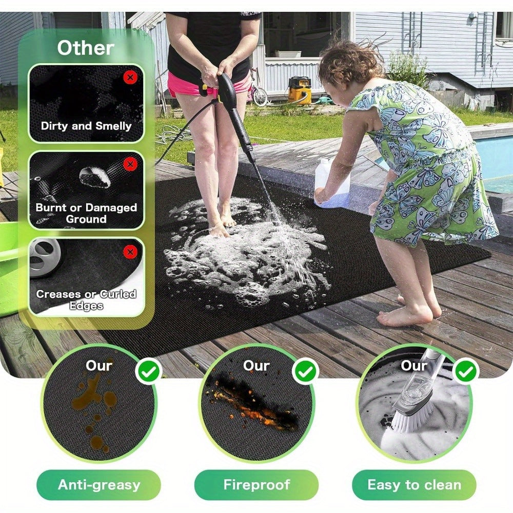 Under Grill Mats for Outdoor Grilling - Double-Sided Fireproof BBQ Mat, Reusable Waterproof and Oil-Proof Floor Pads, Protector for Decks and Patios