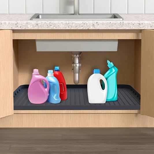 Durable Silicone Under-Sink Mat - Waterproof Drip Tray Liner for Kitchen and Bathroom Cabinets - Easy-Clean Storage Solution
