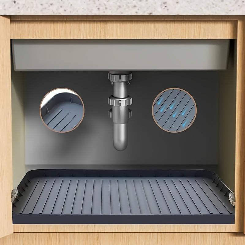 Durable Silicone Under-Sink Mat - Waterproof Drip Tray Liner for Kitchen and Bathroom Cabinets - Easy-Clean Storage Solution