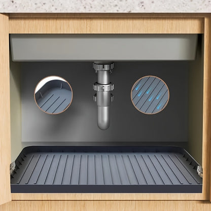 Durable Silicone Under-Sink Mat - Waterproof Drip Tray Liner for Kitchen and Bathroom Cabinets - Easy-Clean Storage Solution