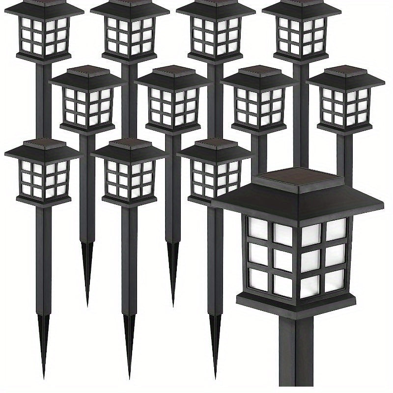 12-Pack LED Solar Pathway Lights – Waterproof Outdoor Garden and Yard Lighting with Warm Glow