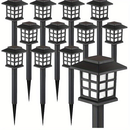 12-Pack LED Solar Pathway Lights – Waterproof Outdoor Garden and Yard Lighting with Warm Glow
