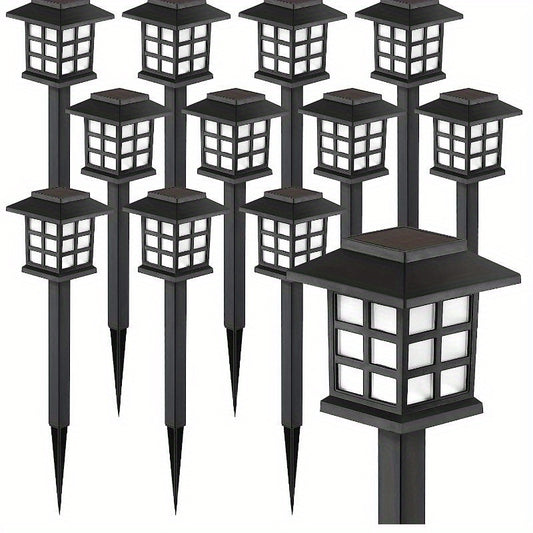 12-Pack LED Solar Pathway Lights – Waterproof Outdoor Garden and Yard Lighting with Warm Glow