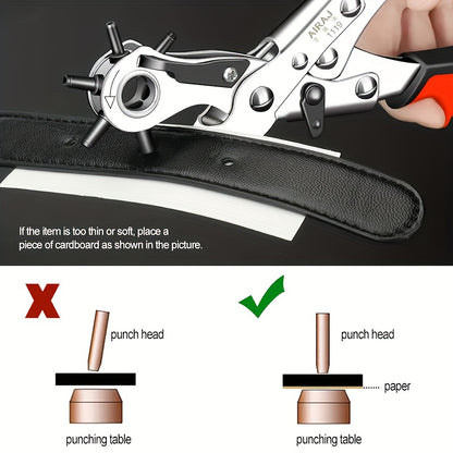 Rotating Belt Punch Pliers – Leather, Watchband, Sewing Machine Tool, Belt Hole & Eyelet Puncher