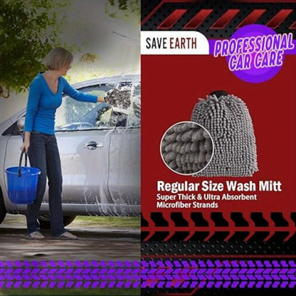 Swift Polish Premium Gray Microfiber Car Wash Drying Mitts - Ultra-Soft, Absorbent and Durable for Auto Maintenance