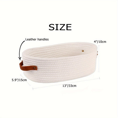 Versatile Woven Storage Basket with Dual Handles – Ideal for Desk Organization & Bathroom Essentials