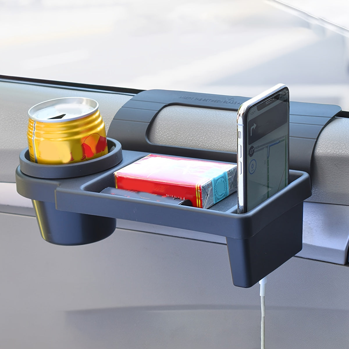 Multi-Functional Car Organizer with Cup Holder and Phone Slot - Vehicle Door Side Storage Box for Drinks, Snacks, Small Items - No Electricity Needed
