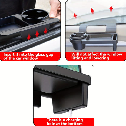 Multi-Functional Car Organizer with Cup Holder and Phone Slot - Vehicle Door Side Storage Box for Drinks, Snacks, Small Items - No Electricity Needed