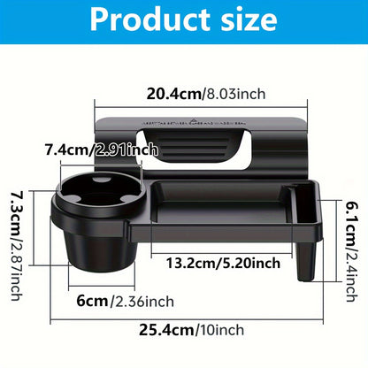 Multi-Functional Car Organizer with Cup Holder and Phone Slot - Vehicle Door Side Storage Box for Drinks, Snacks, Small Items - No Electricity Needed